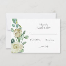 Rustic Airy Botanical Neutral Floral Wedding RSVP Card