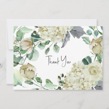 Rustic Airy Botanical Neutral Floral Wedding Thank You Card