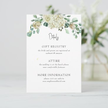 Rustic Airy Neutral Floral Wedding Details  Enclosure Card
