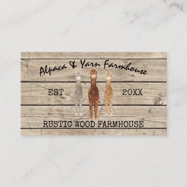 Rustic Alpaca Farm Business Card