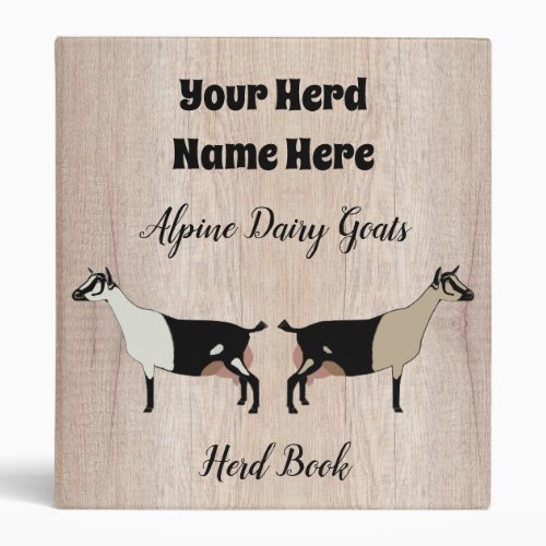 Rustic Alpine Dairy Goat Herd Book 3 Ring Binder