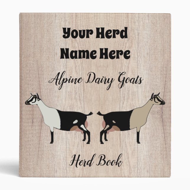 Rustic Alpine Dairy Goat Herd Book 3 Ring Binder (Front)
