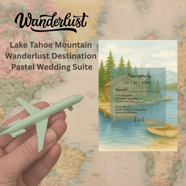 Rustic Alpine Lake Tahoe Mountain Wedding RSVP Card (Creator Uploaded)