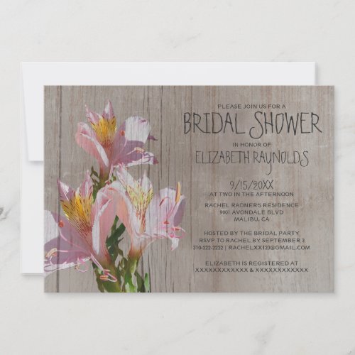 Rustic Alstroemeria Bridal Shower Invitations