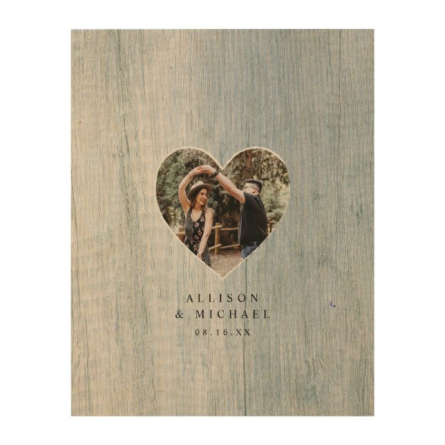 Rustic Alternative Guest Book Photo Signing Board Wood Wall Art (Front)