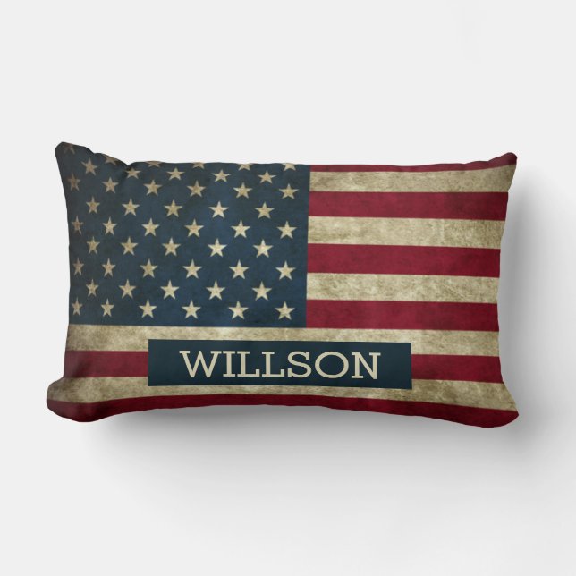 RUSTIC AMERICA FAMILY BACKDROP LUMBAR PILLOW (Front)