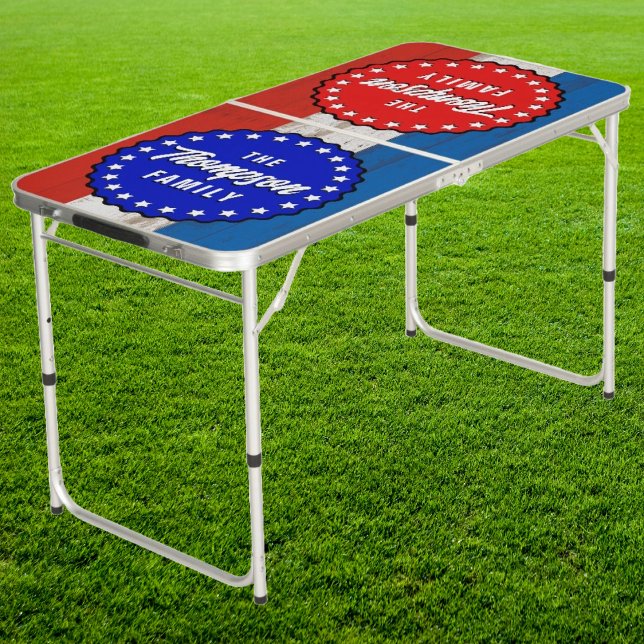 Rustic American Beer & Stripes Red&Blue Tailgate Pong Table (Creator Uploaded)