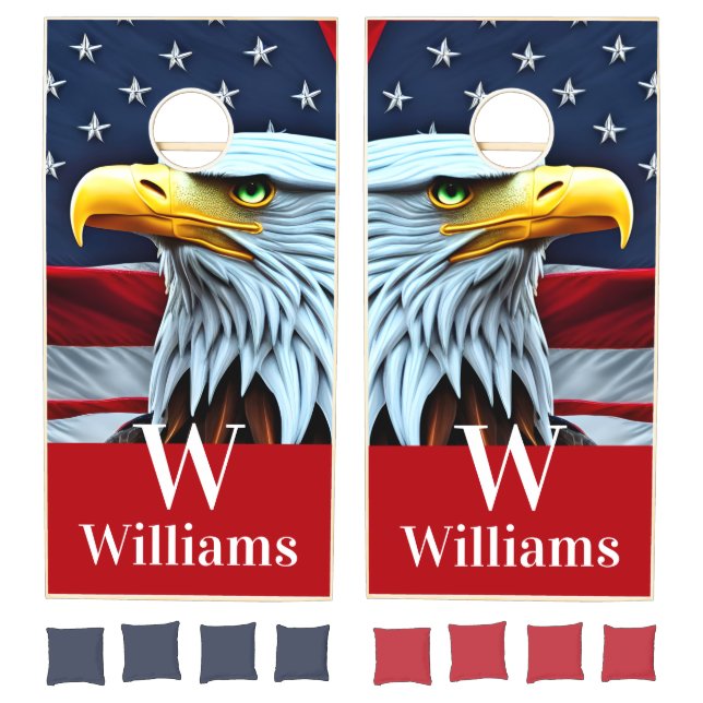  Rustic American Eagle Flag Camping Cornhole Set (Set)