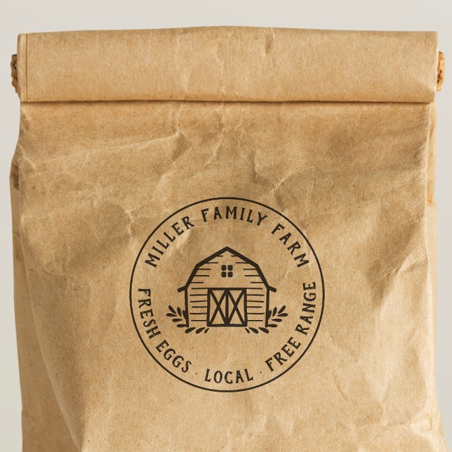 Rustic American Family Farm Custom Round Egg Self-inking Stamp (Rubber Stamp Mock-up)