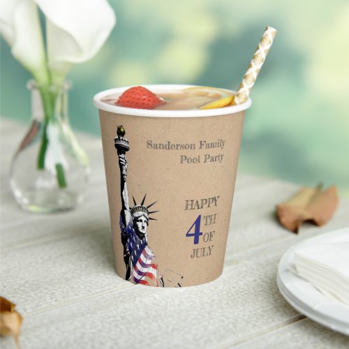  Rustic American Flag 4th of July Party Paper Cups