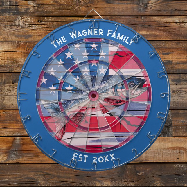 Rustic American Flag Bass Fishing Custom Dartboard (Creator Uploaded)