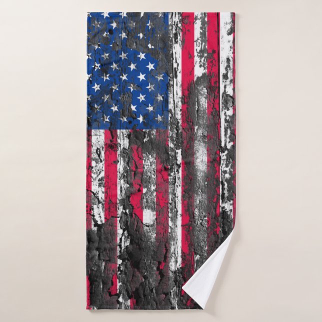 Rustic American Flag Bath Towel (Bath Towel)