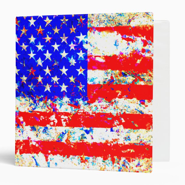 Rustic American Flag– Cool & Casual Organizer 3 Ring Binder (Front/Inside)