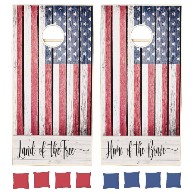 Rustic American Flag Cornhole Game Board (Set)