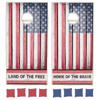 Rustic American Flag Cornhole Game Board, Zazzle