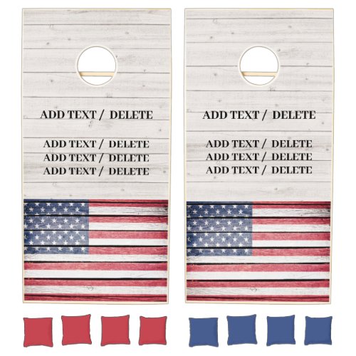 Rustic American Flag Cornhole Game Board