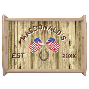Rustic American flag Cowboy themed bar Serving Tray
