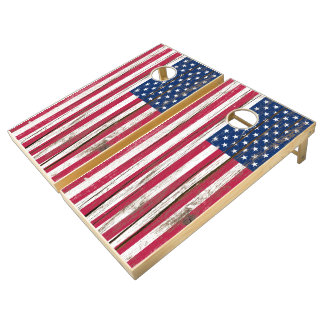 Rustic American Flag Election & Outside Activities Cornhole Set