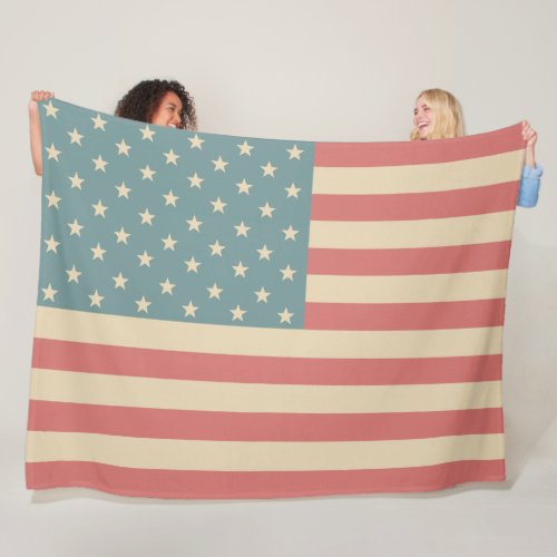 Rustic American Flag Fleece Blanket Gift