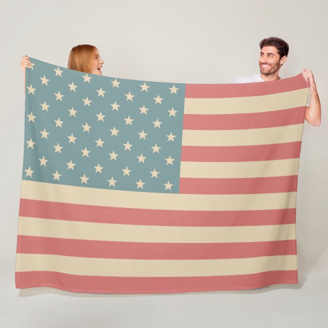 Rustic American Flag Fleece Blanket Gift (In Situ)