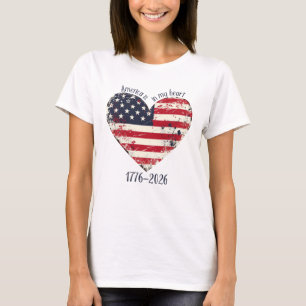 Rustic American Flag Heart-America is in my Heart T-Shirt