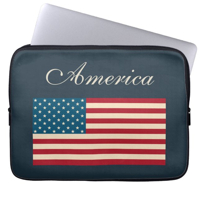Rustic American Flag Laptop Case (Front)