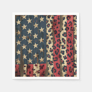 Rustic American Flag Leopard Print (1) Napkins