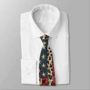 Rustic American Flag Leopard Print (1) Neck Tie