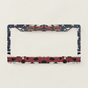 Rustic American Flag Leopard Print (2) License Plate Frame