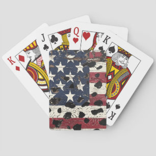 Rustic American Flag Leopard Print (2) Poker Cards