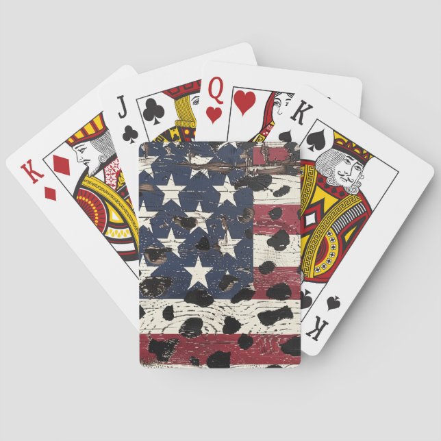 Rustic American Flag Leopard Print (2) Poker Cards (Back)