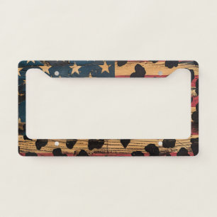 Rustic American Flag Leopard Print (4) License Plate Frame