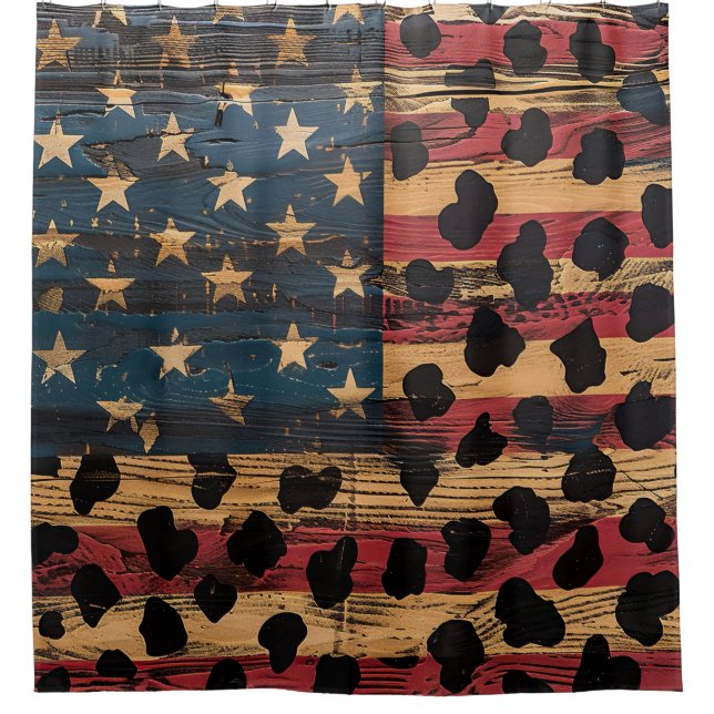 Rustic American Flag Leopard Print (4) Shower Curtain (Front)