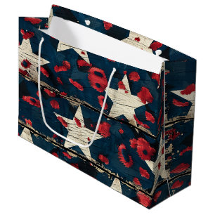 Rustic American Flag Leopard Print (5) Large Gift Bag