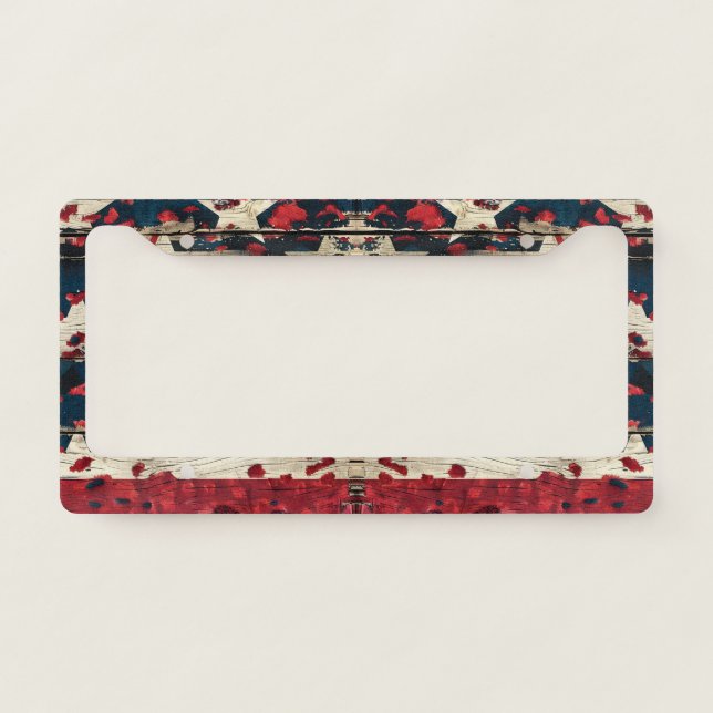 Rustic American Flag Leopard Print (5) License Plate Frame (Front)