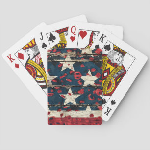 Rustic American Flag Leopard Print (5) Poker Cards