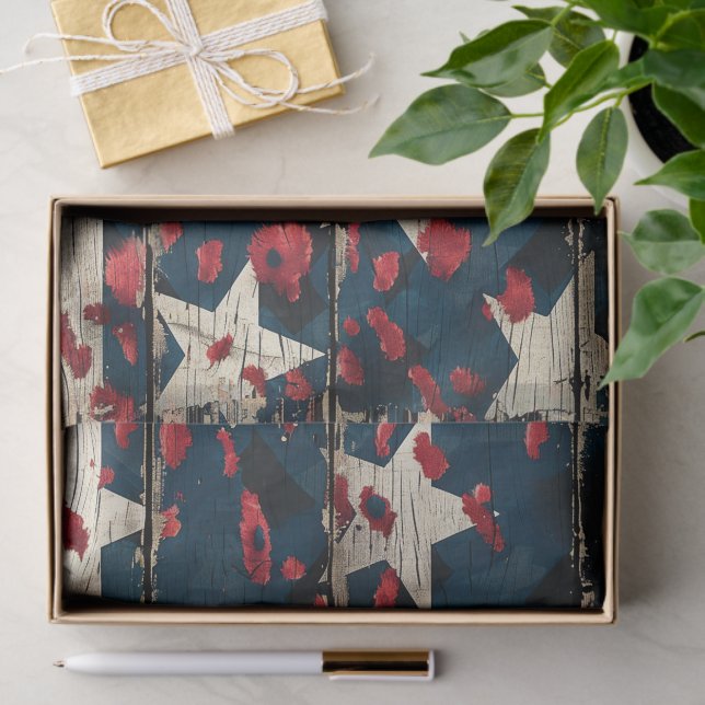 Rustic American Flag Leopard Print (5) Tissue Paper (Gift)