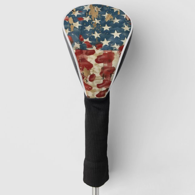 Rustic American Flag Leopard Print (6) Golf Head Cover (Front)