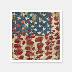 Rustic American Flag Leopard Print (6) Napkins