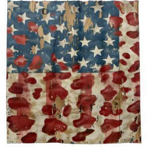 Rustic American Flag Leopard Print (6) Shower Curtain