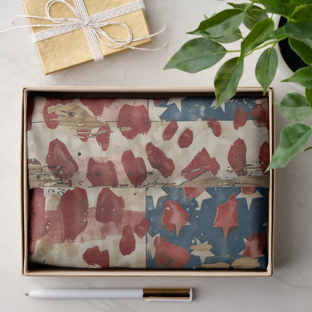 Rustic American Flag Leopard Print (6) Tissue Paper (Gift)