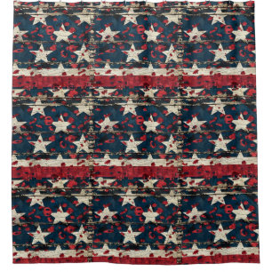 Rustic American Flag Leopard Print (7) Shower Curtain