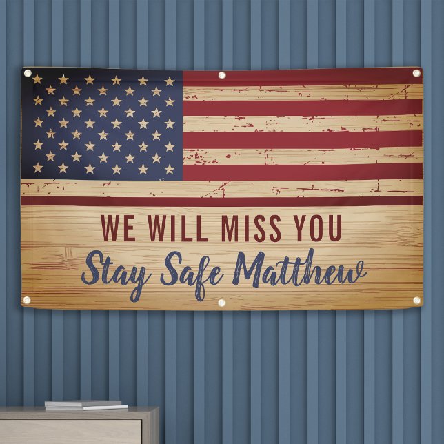 Rustic American Flag Military Going Away Party Banner (Creator Uploaded)