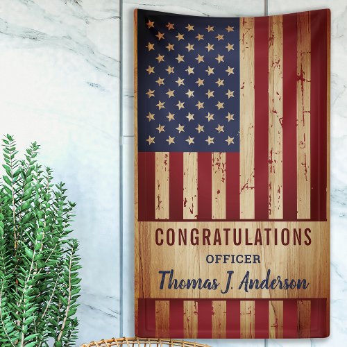 Rustic American Flag Military Police Retirement Banner