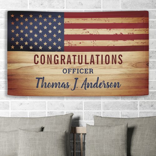 Rustic American Flag Military Police Retirement Banner