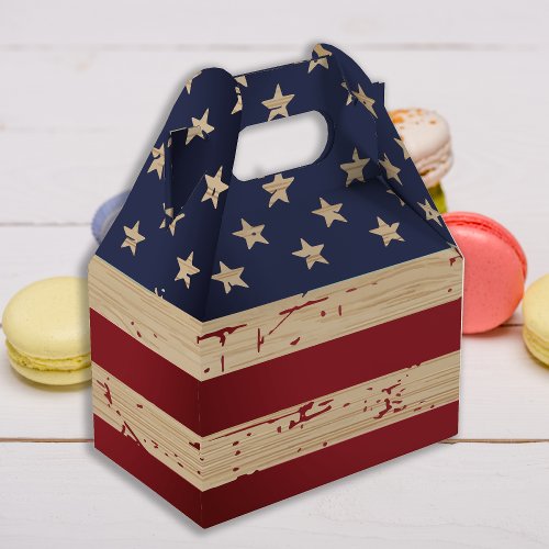 Rustic American Flag Military Stars And Stripes Favor Boxes