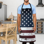 Rustic American Flag Patriotic BBQ Apron<br><div class="desc">Show your American pride or give a special gift with this USA American Flag apron in a distressed worn grunge design. This united states of america flag bbq apron design with stars and stripes in red white and blue is perfect for fourth of July bbq parties, Memorial day party, family...</div>