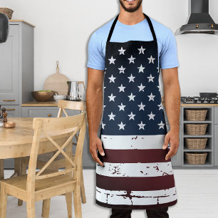 Rustic American Flag Patriotic BBQ Apron