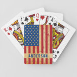Rustic American Flag Personalized Wood Patriotic Playing Cards