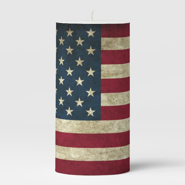 Rustic American Flag Pillar Candle (Front)